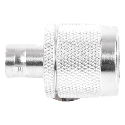 Adaptador en Línea de Conector N Macho a BNC Hembra, Plata/ Oro/ Teflón.