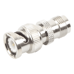 Adaptador en Línea de Conector TNC Hembra a BNC Macho, Níquel/ Oro/ Teflón.