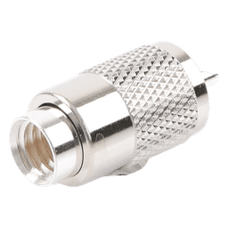 Conector UHF Macho (PL-259) para cables LP-400, RG-8/U, RG-8U-SYS, 8237, 8267, 8268, 9913, CTN-400, 7810, 8214, 7810A, RFLASH-1113, LMR-400, Plata (Concha-Níquel)/ Plata/ D.A.P. (Fibra Sintética)