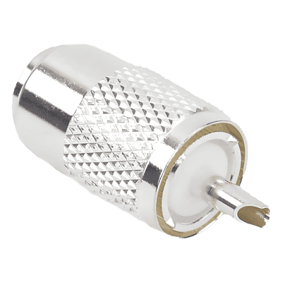 Conector UHF Macho (PL-259) para Cables RG-8/U, RG-8U-SYS, 8237, 8267, 8268, 9913, CTN-400, 7810, 8214, 7810A, RFLASH-1113, LMR-400, Plata )/ Plata/ Teflón.