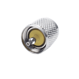 Conector UHF Macho (PL-259) de Anillo Plegable para Cable Coaxial RG-8/X, 9258, LMR-240,  Níquel/ Plata/ Baquelita.