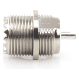 Conector UHF Hembra (SO-239) en Línea, Montaje Frontal en D Plano, Níquel/ Plata/ Baquelita.