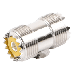 Adaptador Barril en Línea, de Conector UHF Hembra (SO-239) a UHF Hembra (SO-239), Niquel/ Plata/ Dap.