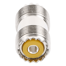 Adaptador Barril en Línea, de Conector UHF Hembra (SO-239) a UHF Hembra (SO-239), Niquel/ Plata/ Dap.