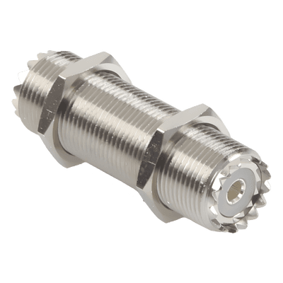 Adaptador Pasamuros de Doble UHF Hembra (SO-239), Montaje para Panel con Rosca Estándar.