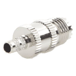 Conector Mini UHF Hembra de Anillo Plegable en Cables RG-58/U, RG-142/U, Níquel/ Plata/ Delrin.