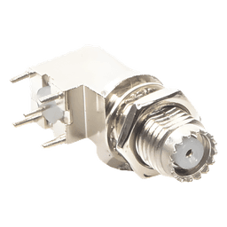 Conector Mini UHF Hembra para Montaje en PCB, Estaño/ Estaño/ Polipropileno. 