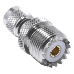 Adaptador en Línea de Conector Mini UHF Macho a UHF Hembra (SO-239), Níquel/ Oro/ Teflón.