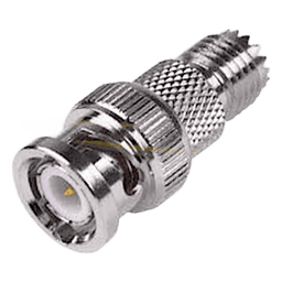 Adaptador en Línea de Conector Mini-UHF Hembra a BNC Macho, Níquel/ Oro/ Teflón.