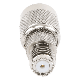 Adaptador en Línea de Conector Mini-UHF Hembra a TNC Macho, Níquel/ Oro/ Teflón.