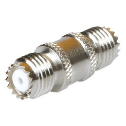 Adaptador Barril en Línea, de Conector Mini-UHF Hembra a Mini-UHF Hembra, Níquel/ Oro/ Teflón.