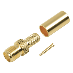 Conector SMA hembra inverso de anillo plegable para cable RG-58/U, Oro/ Oro Teflón.