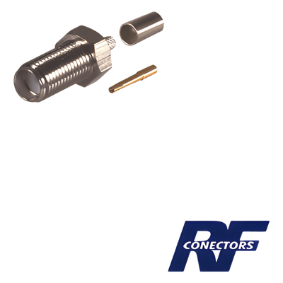 Conector SMA Hembra de Anillo Plegable para Cable RG-58/U, Niquel/ Oro / Teflón.