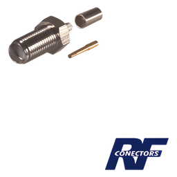 Conector SMA Hembra de Anillo Plegable para Cable RG-58/U, Niquel/ Oro / Teflón.