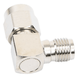 Adaptador en Ángulo Recto, de Conector SMA Macho a SMA Hembra Níquel/ Oro/ Teflón.
