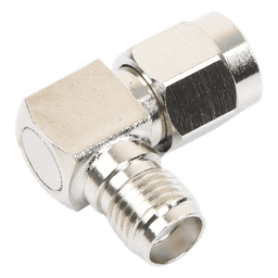Adaptador en Ángulo Recto, de Conector SMA Macho a SMA Hembra Níquel/ Oro/ Teflón.