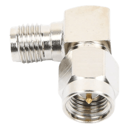 Adaptador en Ángulo Recto, de Conector SMA Macho a SMA Hembra Níquel/ Oro/ Teflón.