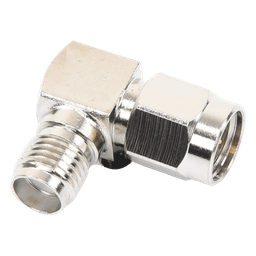 Adaptador en Ángulo Recto, de Conector SMA Macho a SMA Hembra Níquel/ Oro/ Teflón.