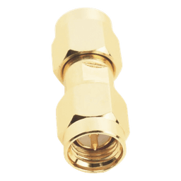 Adaptador Tipo Barril, de Conector SMA Macho a SMA Macho, Oro/ Oro/ Teflón.â€‹