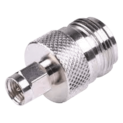Adaptador en Linea de Conector SMA Macho a N Hembra, Niquel/ Oro/ Teflón.