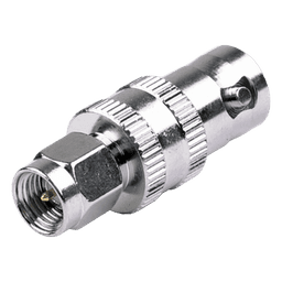Adaptador RF Coaxial / SMA Macho a BNC Hembra / En Línea / Cuerpo Bronce Niquelado / Contacto Oro / Aislante Teflón
