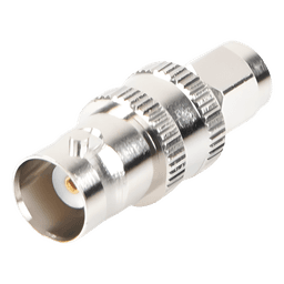 Adaptador RF Coaxial / SMA Macho a BNC Hembra / En Línea / Cuerpo Bronce Niquelado / Contacto Oro / Aislante Teflón