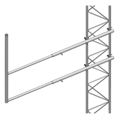 Brazo tipo "F" para tramos STZ-30G, galvanizado por inmersión en caliente.