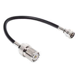 Jumper Adaptador de Conector Mini UHF Macho a UHF Hembra (SO-239), Níquel/ Oro y Plata/ Delrin.
