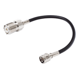 Jumper Adaptador de Conector Mini UHF Macho a UHF Hembra (SO-239), Níquel/ Oro y Plata/ Delrin.