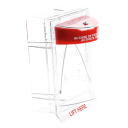 Cubierta Protectora Serie Stopper II® De Policarbonato, Con Bocina, Espaciador Transparente, Montaje en Superficie, Etiqueta en Inglés 
