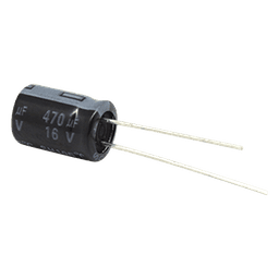 Capacitor Electrolítico de Aluminio, Radial de 470 µFd, 16 Vcc, 105 °C, 8.0 x 11 mm.