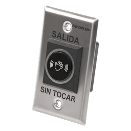 Botón de Salida sin Contacto / Sensor IR / Iluminado / Normalmente Abierto y Cerrado / Distancia Ajustable de Detección /  Rele Ajustable de 0.5 a 30 Segundos / Uso Interior