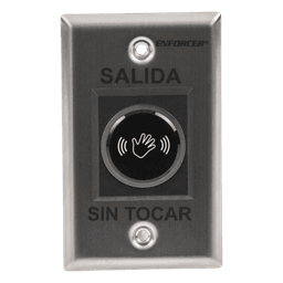 Botón de Salida sin Contacto / Sensor IR / Iluminado / Normalmente Abierto y Cerrado / Distancia Ajustable de Detección /  Rele Ajustable de 0.5 a 30 Segundos / Uso Interior