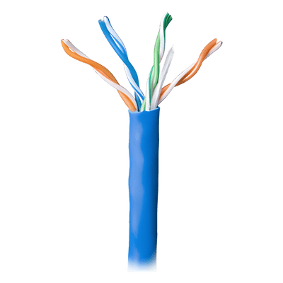 Bobina de 305 Metros (1000 Pies) Cable Par Trenzado Nivel 5 (CAT 5e) / CMR / Color Azul / 4 Pares de Conductores Sólidos de Cobre AWG 24 / Para Aplicaciones de CCTV, Redes de Datos, IP Megapixel, Control RS485