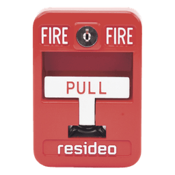 Estación manual de jalón contra incendio de acción simple, reset con llave, cumple ADA, carcasa de aluminio fundido