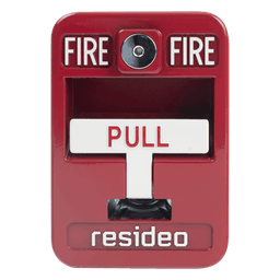 Estación manual de jalón contra incendio de acción simple, reset con llave Allen, cumple ADA, carcasa de aluminio fundido