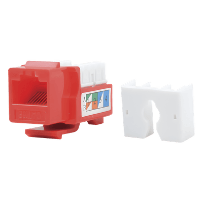 Módulo Jack Keystone Cat5e con Terminación 110 (Punchdown) para Faceplate - Color Rojo