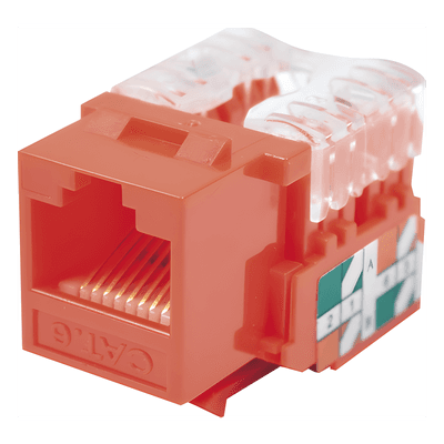 Módulo Jack Keystone Cat6 con Terminación 110 (Punchdown) para Faceplate - Color Rojo