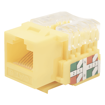 Módulo Jack Keystone Cat6 con Terminación 110 (Punchdown) para Faceplate - Color Amarillo