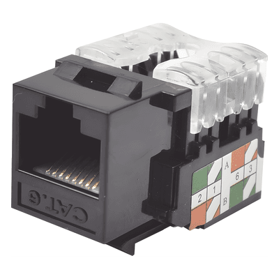 Módulo Jack Keystone Cat6 con Terminación 110 (Punchdown) para Faceplate - Color Negro