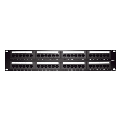 Panel de Parcheo de Impacto (110) UTP de 48 Puertos Cat5e 19 Pulgadas (48.26 cm), 2U con Barra para Organizar Cable