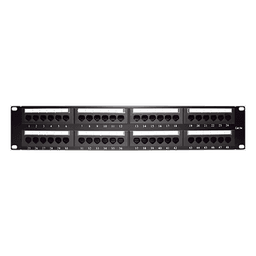 Panel de Parcheo de Impacto (110) UTP de 48 Puertos Cat5e 19 Pulgadas (48.26 cm), 2U con Barra para Organizar Cable