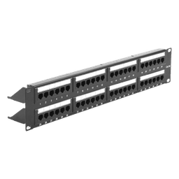 Panel de Parcheo de Impacto (110) UTP de 48 Puertos Cat5e 19 Pulgadas (48.26 cm), 2U con Barra para Organizar Cable