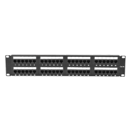 Panel de Parcheo de Impacto (110) UTP de 48 Puertos Cat5e 19 Pulgadas (48.26 cm), 2U con Barra para Organizar Cable