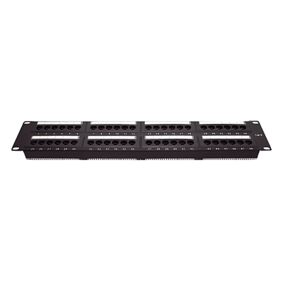 Panel de Parcheo de Impacto (110) UTP de 48 Puertos Cat6, 19 Pulgadas (48.26 cm), 2U, con Barra para Organizar Cable