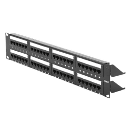 Panel de Parcheo de Impacto (110) UTP de 48 Puertos Cat6, 19 Pulgadas (48.26 cm), 2U, con Barra para Organizar Cable