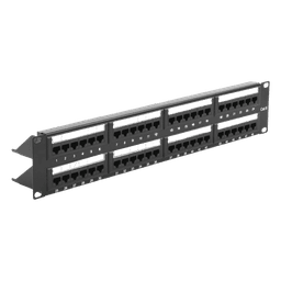 Panel de Parcheo de Impacto (110) UTP de 48 Puertos Cat6, 19 Pulgadas (48.26 cm), 2U, con Barra para Organizar Cable