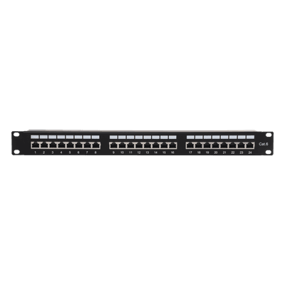 Panel de Parcheo de Impacto (110) Blindado (STP) de 24 Puertos Cat6, 19 Pulgadas