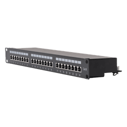 Panel de Parcheo de Impacto (110) Blindado (STP) de 24 Puertos Cat6, 19 Pulgadas