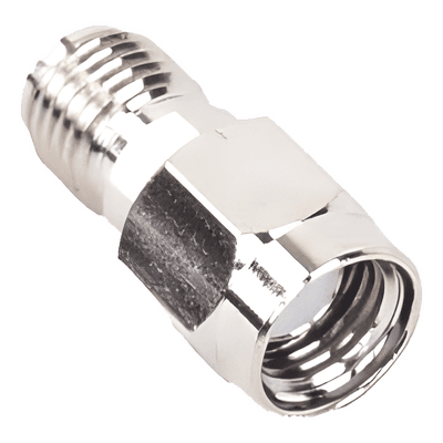 Adaptador en Línea de Conector SMA Macho Inverso a SMA Hembra, Níquel/ Oro/ Teflón.